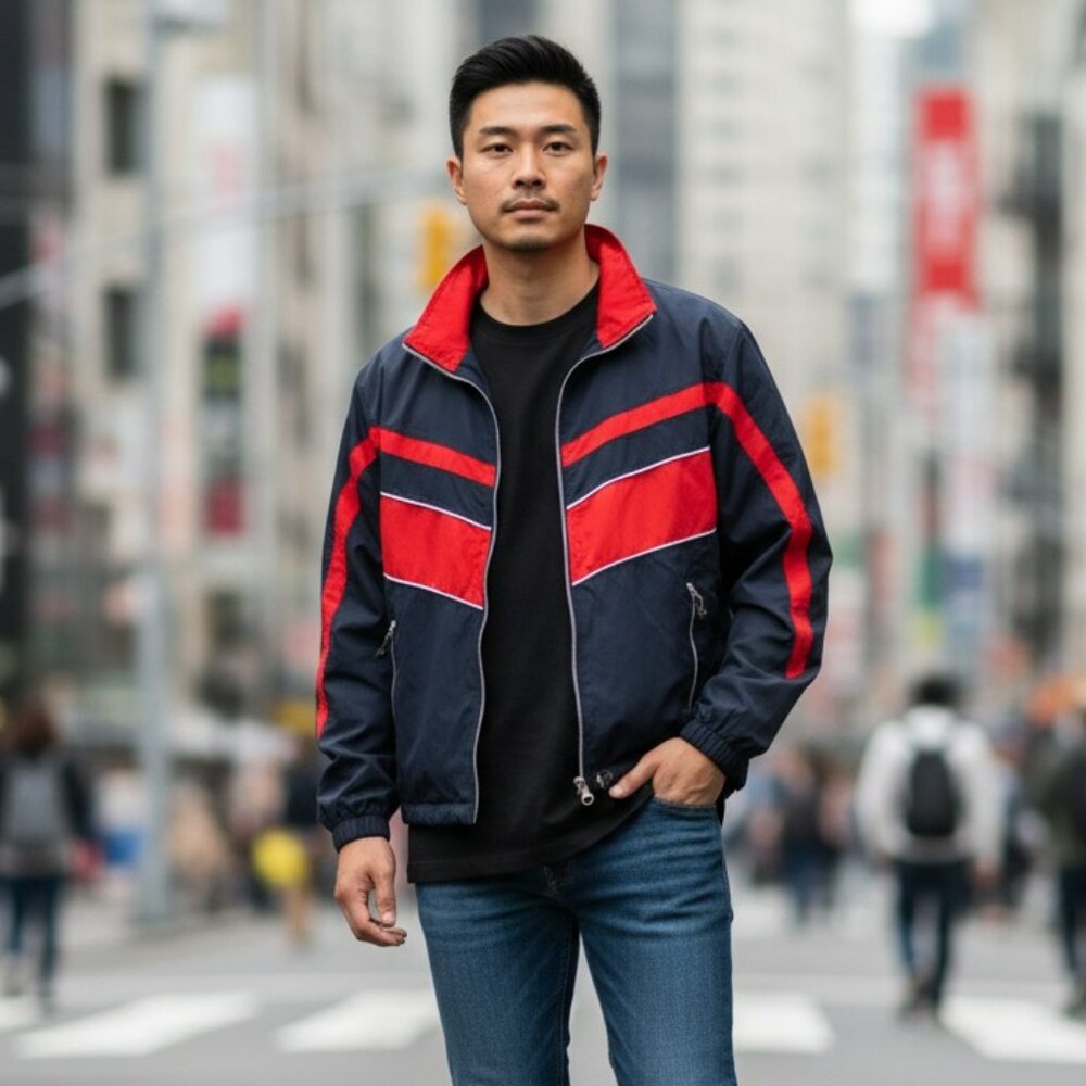 Ac-tiv-ology Activology Red and Navy Lightweight Jacket Size Medium Pre-Owned M